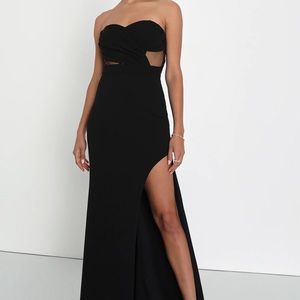 Lulu's Black Strapless Prom Dress